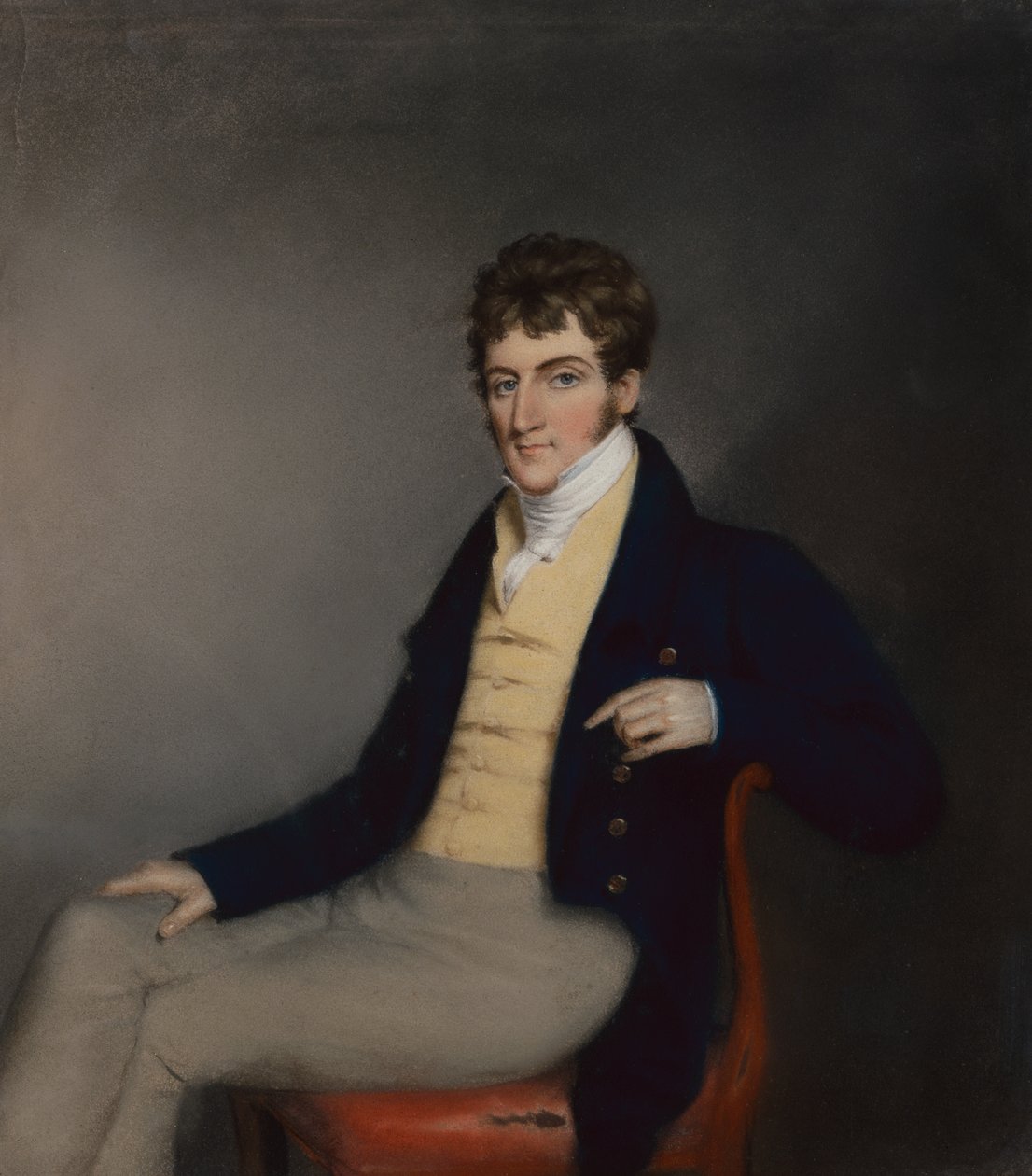 Portret dżentelmena w żółtej kamizelce, ok. 1795 (pastel na papierze) autorstwa James Sharples
