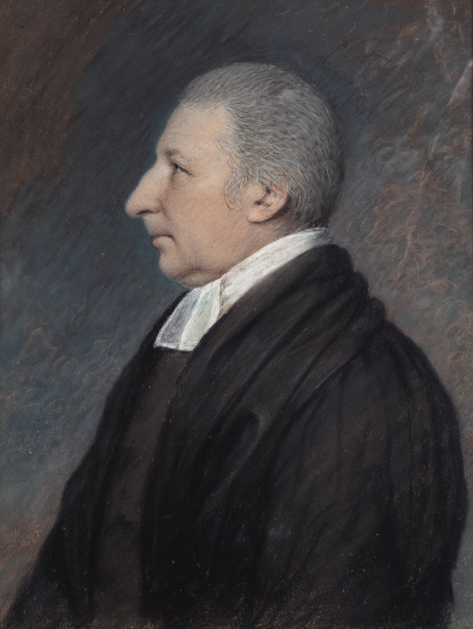 Ksiądz Rowland Hill (pastel na szarym papierze) autorstwa James Sharples
