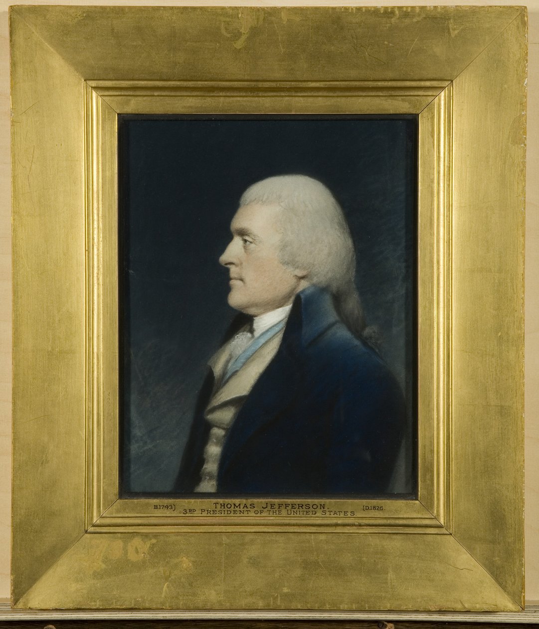 Thomas Jefferson, ok. 1797 (pastel na szarym papierze) autorstwa James Sharples