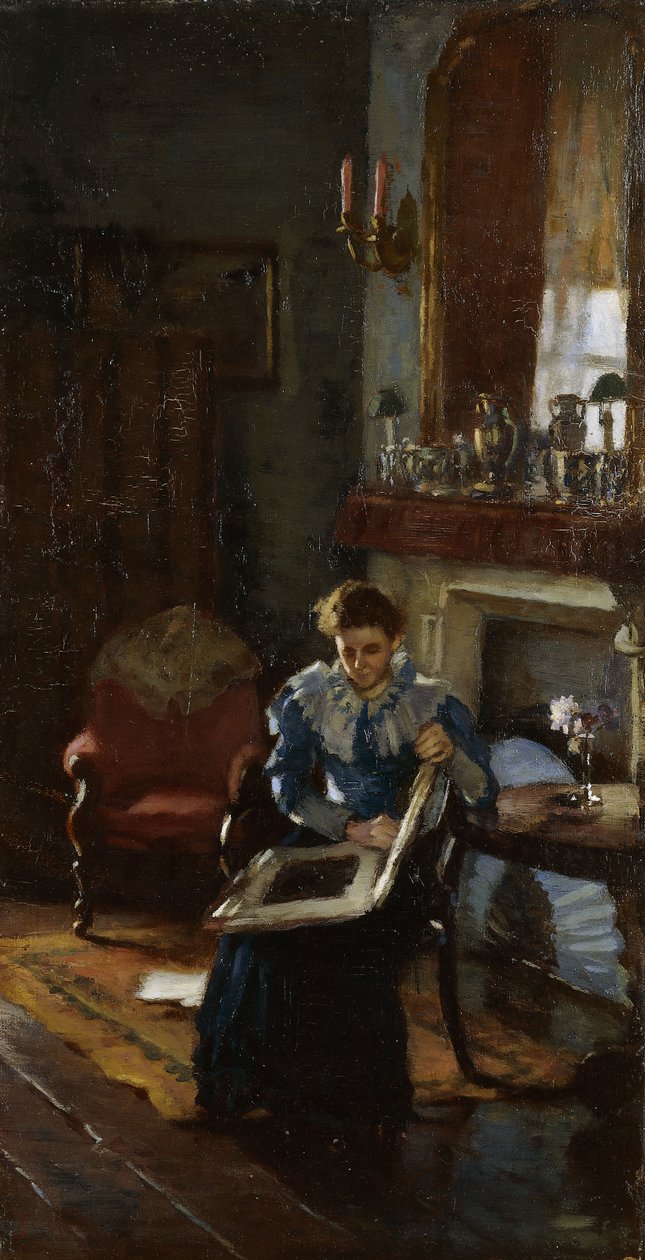 Wnętrze Dublina, c.1915-20 (olej na płótnie) autorstwa James Sinton Sleator