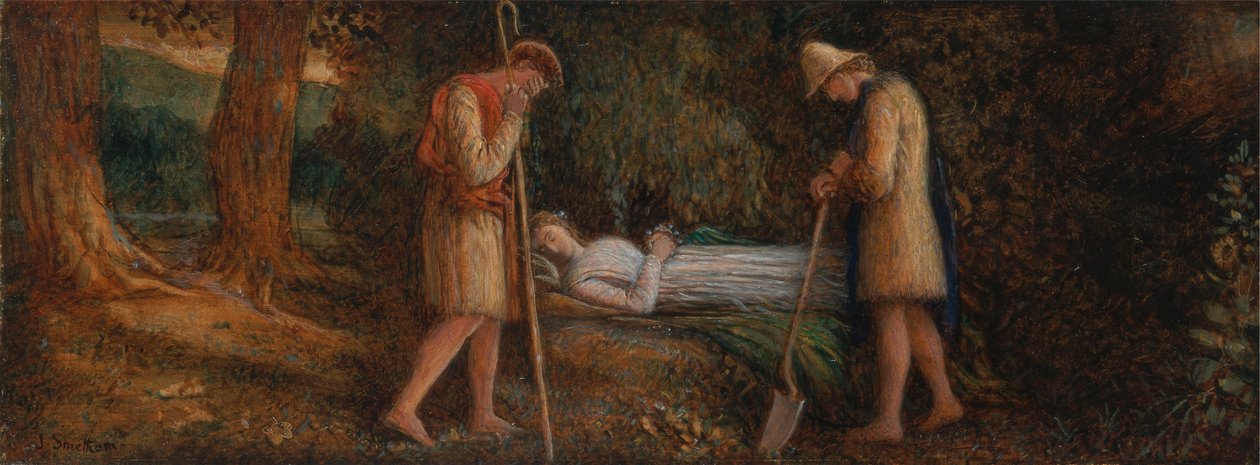 Imogena i pasterze, „Cymbeline”, akt IV, scena II autorstwa James Smetham