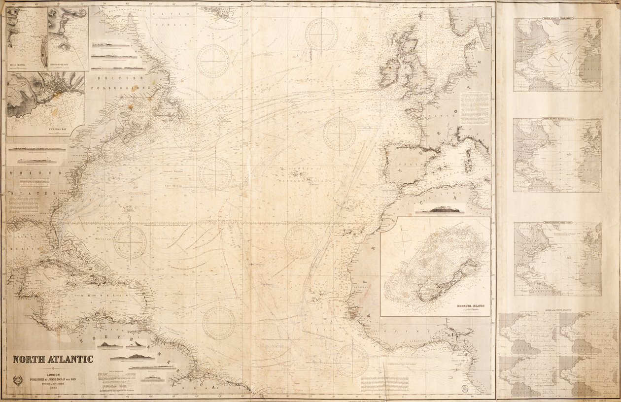 Mapa północnego Oceanu Atlantyckiego autorstwa James & Son Imray