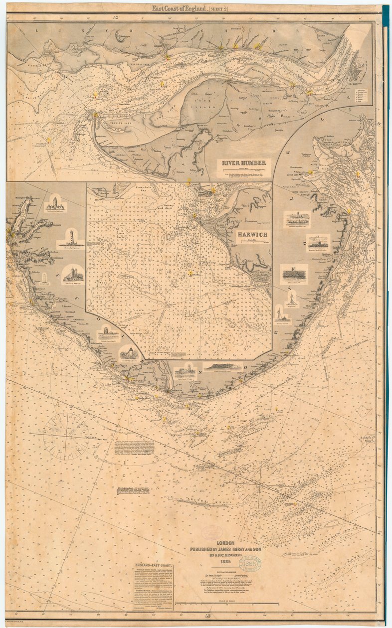 Wschodnie wybrzeże Anglii. Plansza 2, koniec XIX wieku (druk) autorstwa James & Son Imray