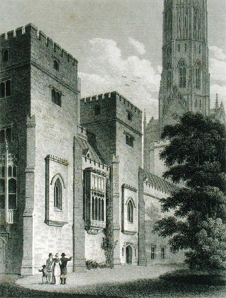 Południowo-wschodni widok opactwa Fonthill, opublikowany w 1812 r. (grafika) autorstwa James Storer