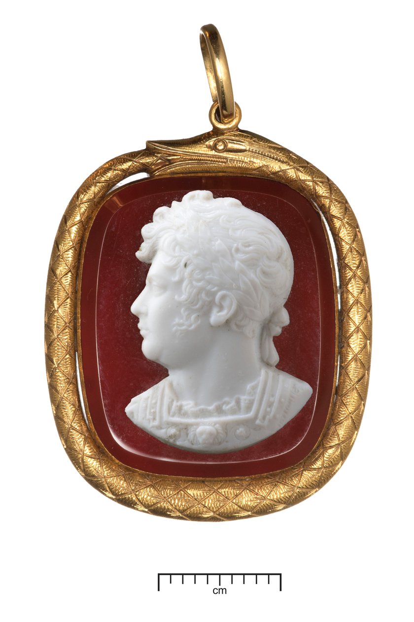 Koronacja Jerzego IV, złoty wisiorek, ok. 1821 (złoto i szkło) autorstwa James Tassie