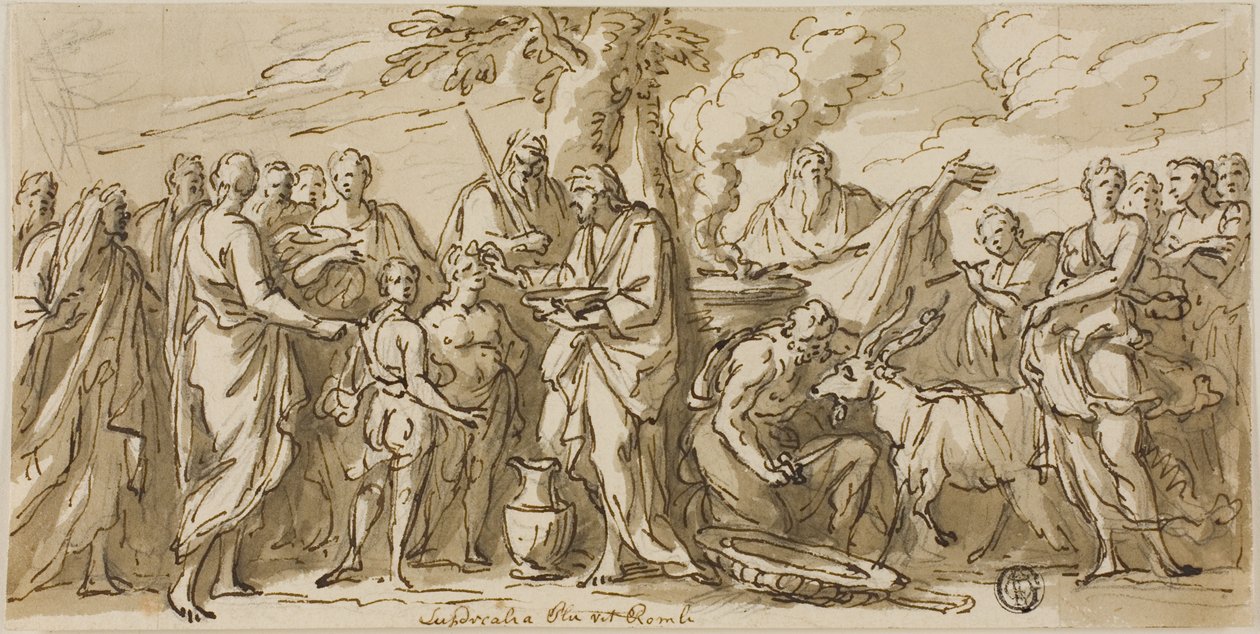 Lupercalia (recto) i Szkice Figur (verso) autorstwa James Thornhill
