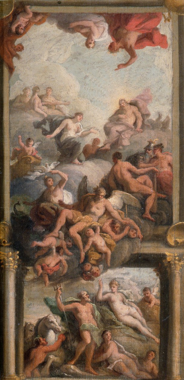 Scena olimpijska, ok. 1720 (olej na płótnie) autorstwa James Thornhill
