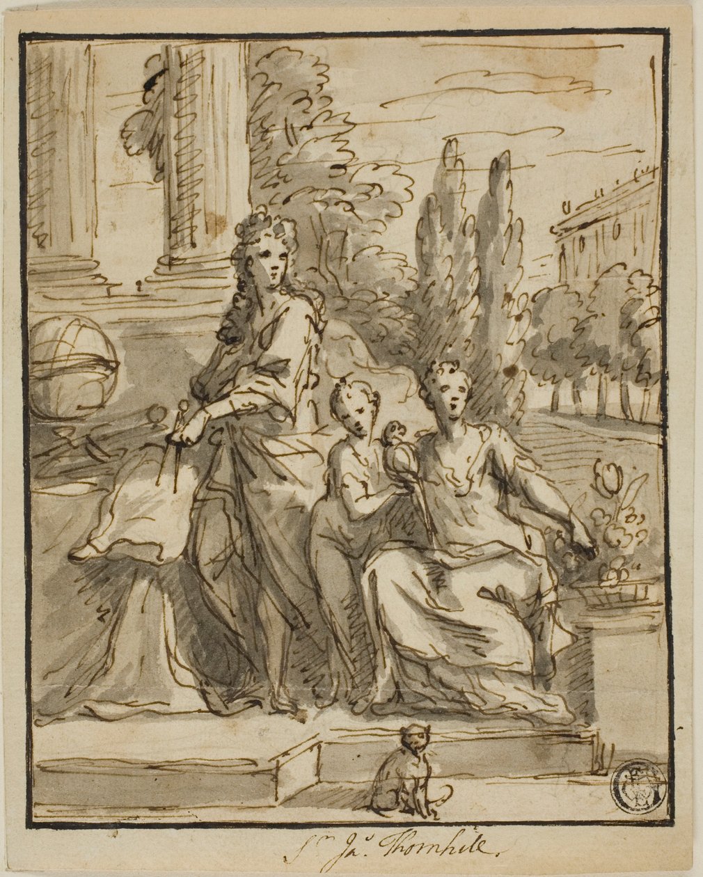 Portret geografa, żony i dziecka autorstwa James Thornhill