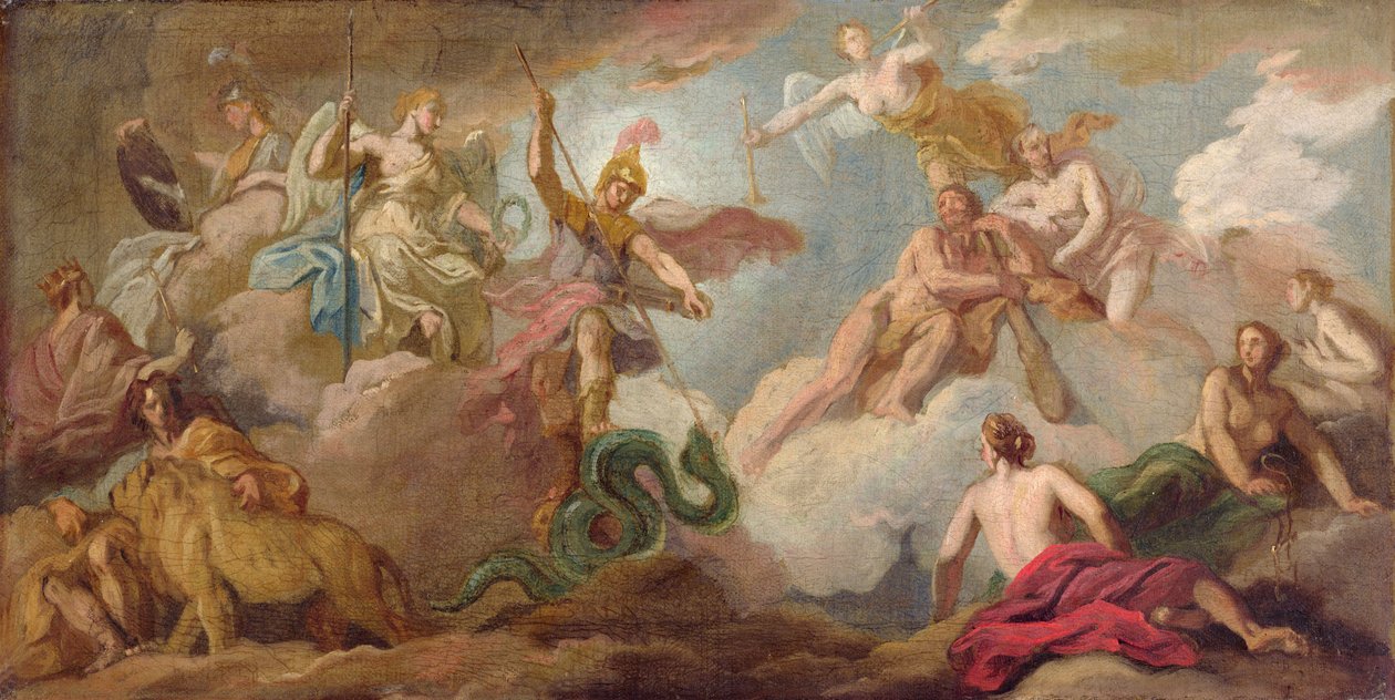 Zwycięstwo Apolla, ok. 1716 r. (olej na płótnie) autorstwa James Thornhill