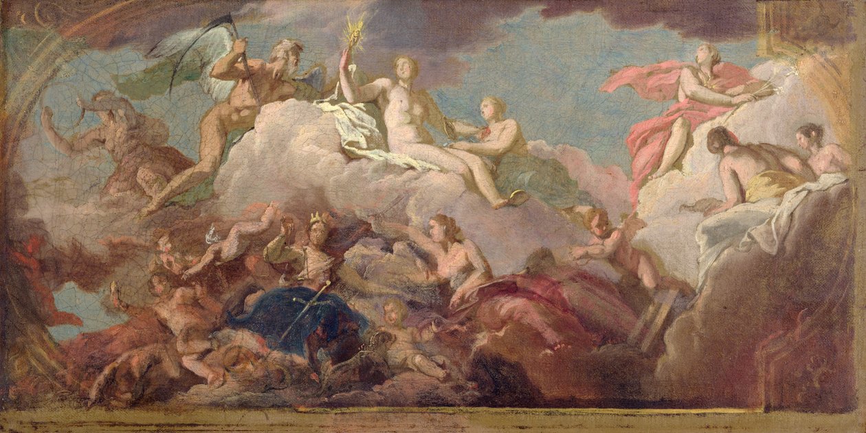 Czas, prawda i sprawiedliwość, ok. 1716 (olej na płótnie) autorstwa James Thornhill