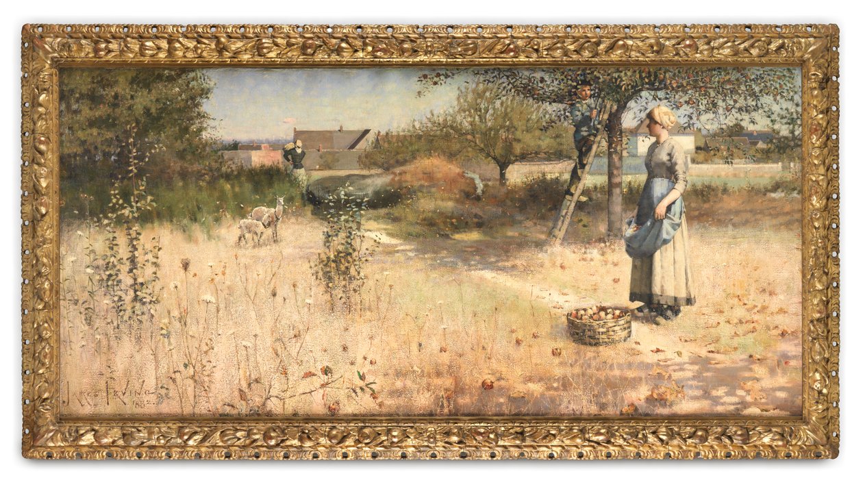 Zbiory jabłek, Barbizon (olej na płótnie) autorstwa James Thwaite Irving