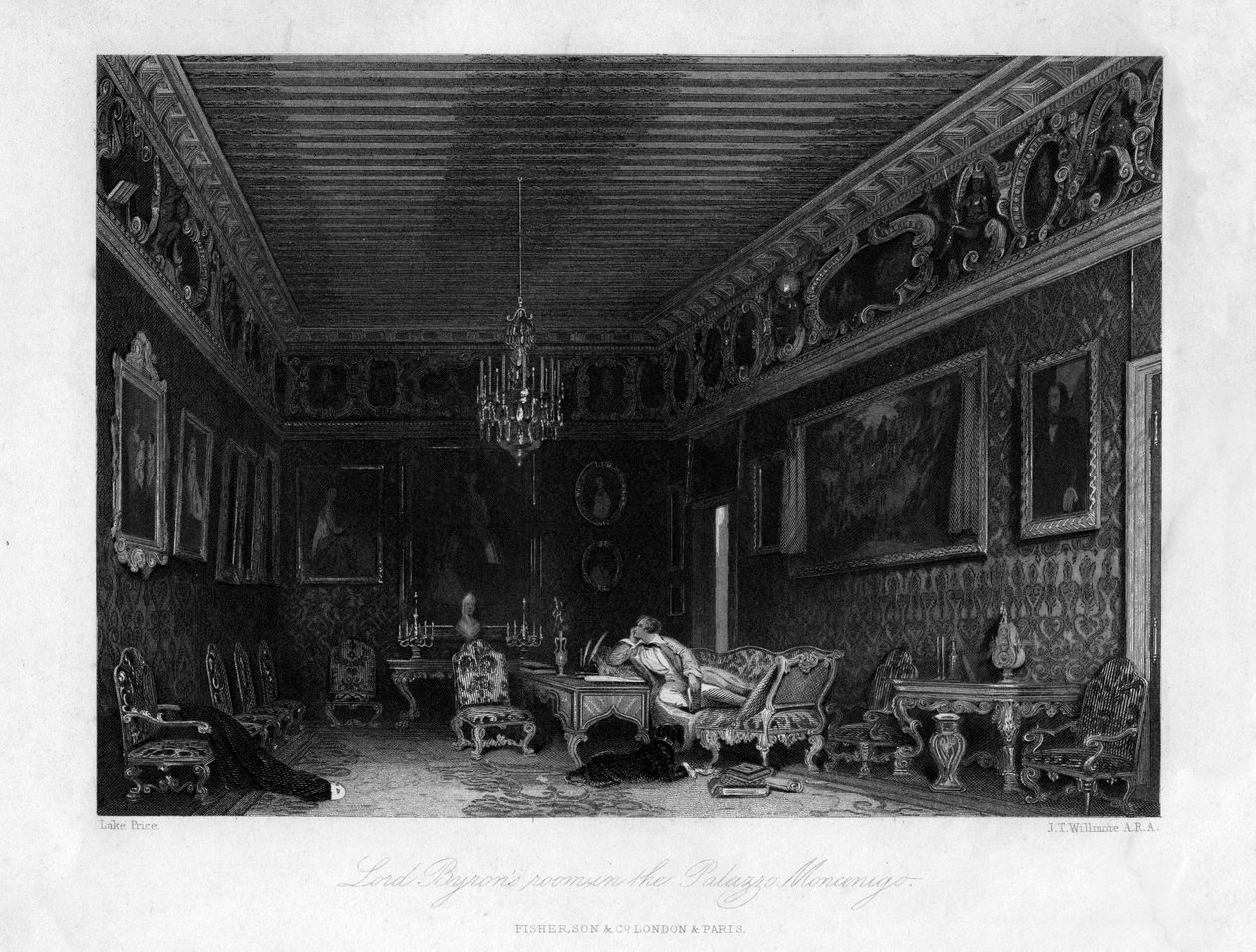 Sala Lorda Byrona w Palazzo Mocenigo, Wenecja, Włochy, XIX wiek. autorstwa James Tibbitts Willmore