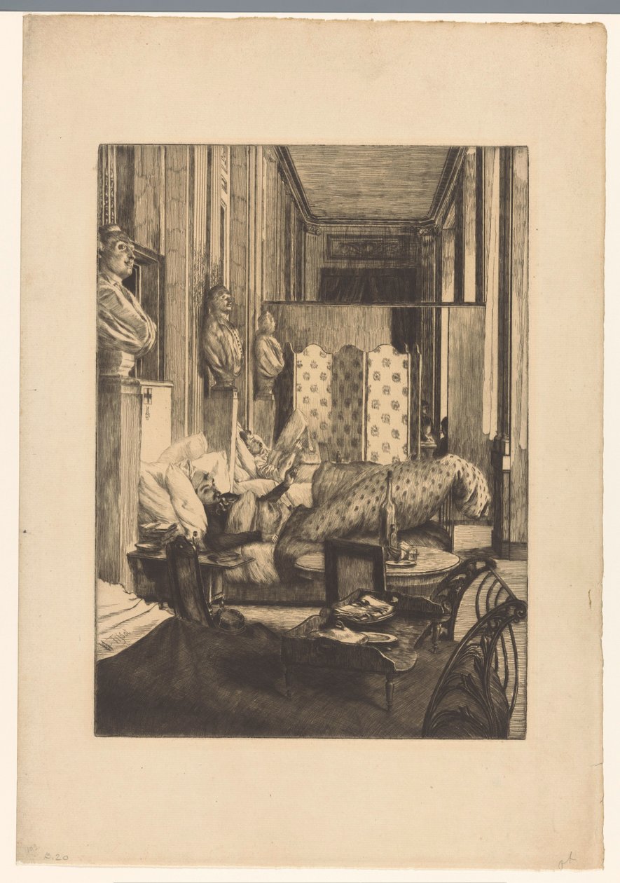 Foyer Comédie-Française podczas oblężenia Paryża w latach 1870-1871 autorstwa James Tissot