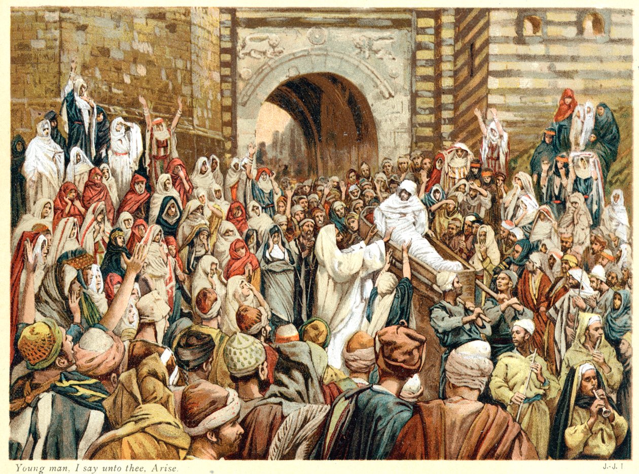 Jezus wychowujący syna wdowy w Nain, ok. 1890 r. autorstwa James Tissot