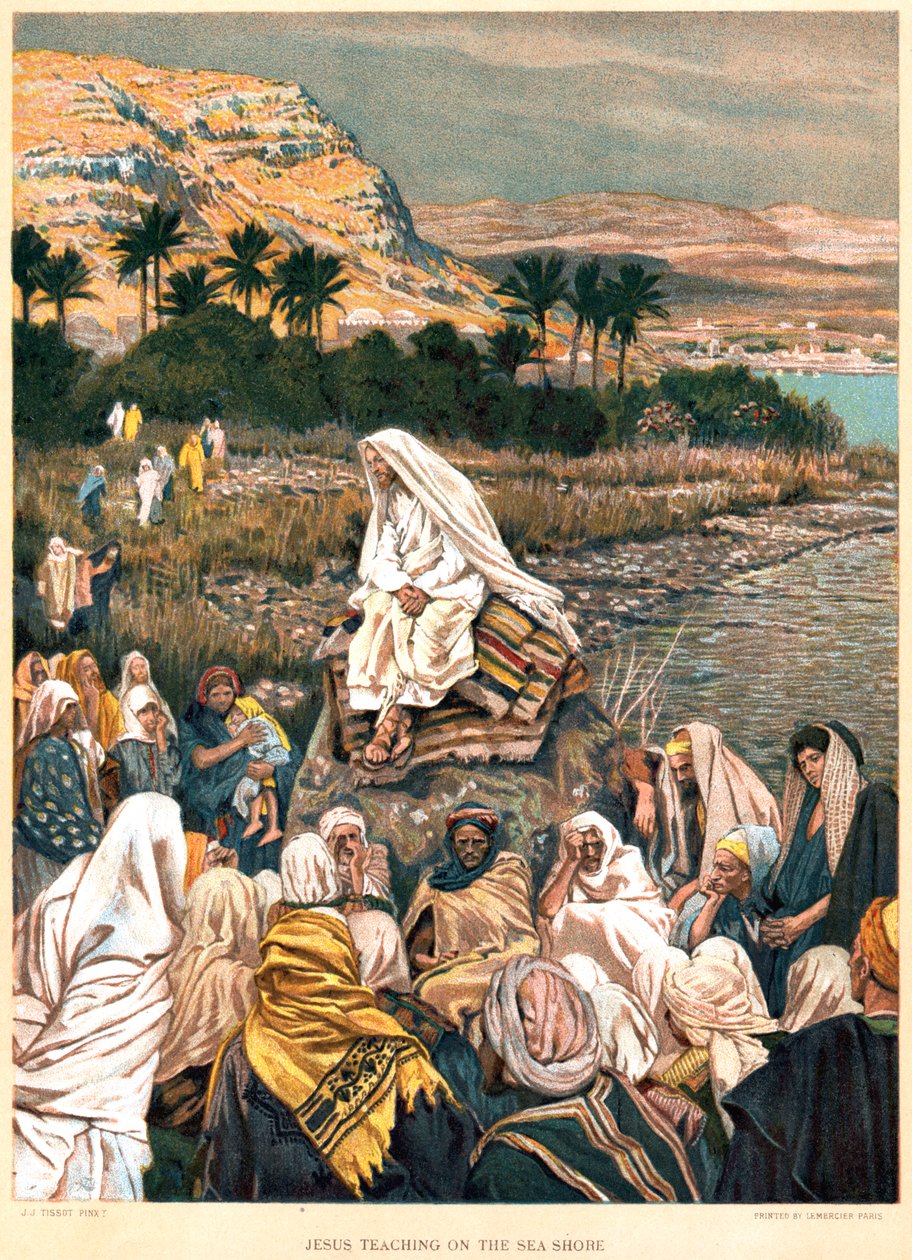 Jezus nauczający na brzegu morza, ok. 1890 r. autorstwa James Tissot