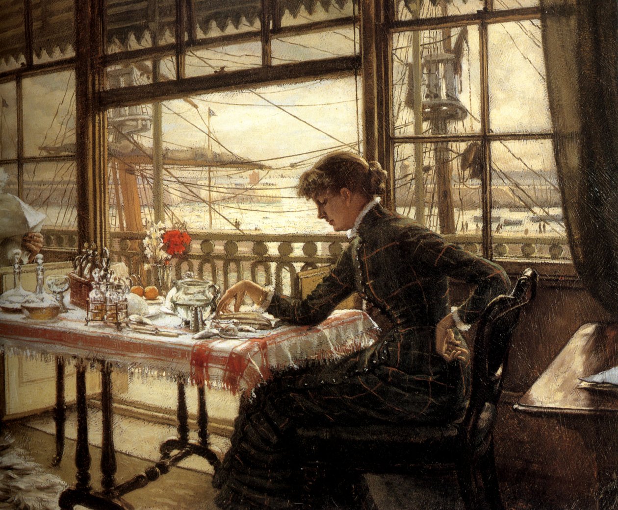 Pokój z widokiem na port autorstwa James Tissot