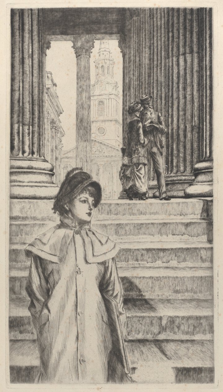 Portyk Galerii Narodowej, Londyn, 1878. autorstwa James Tissot