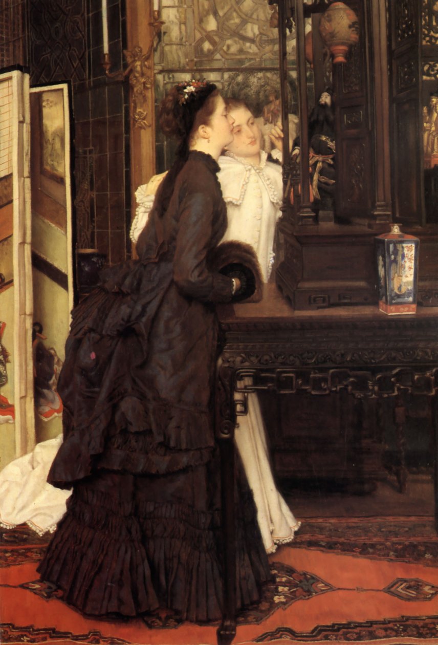 Młode kobiety podziwiające japońskie przedmioty autorstwa James Tissot
