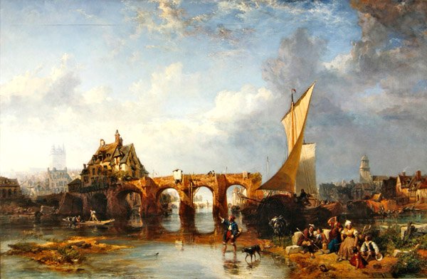 Pont des Treilles na rzece Maine w Angers autorstwa James Vivien de Fleury