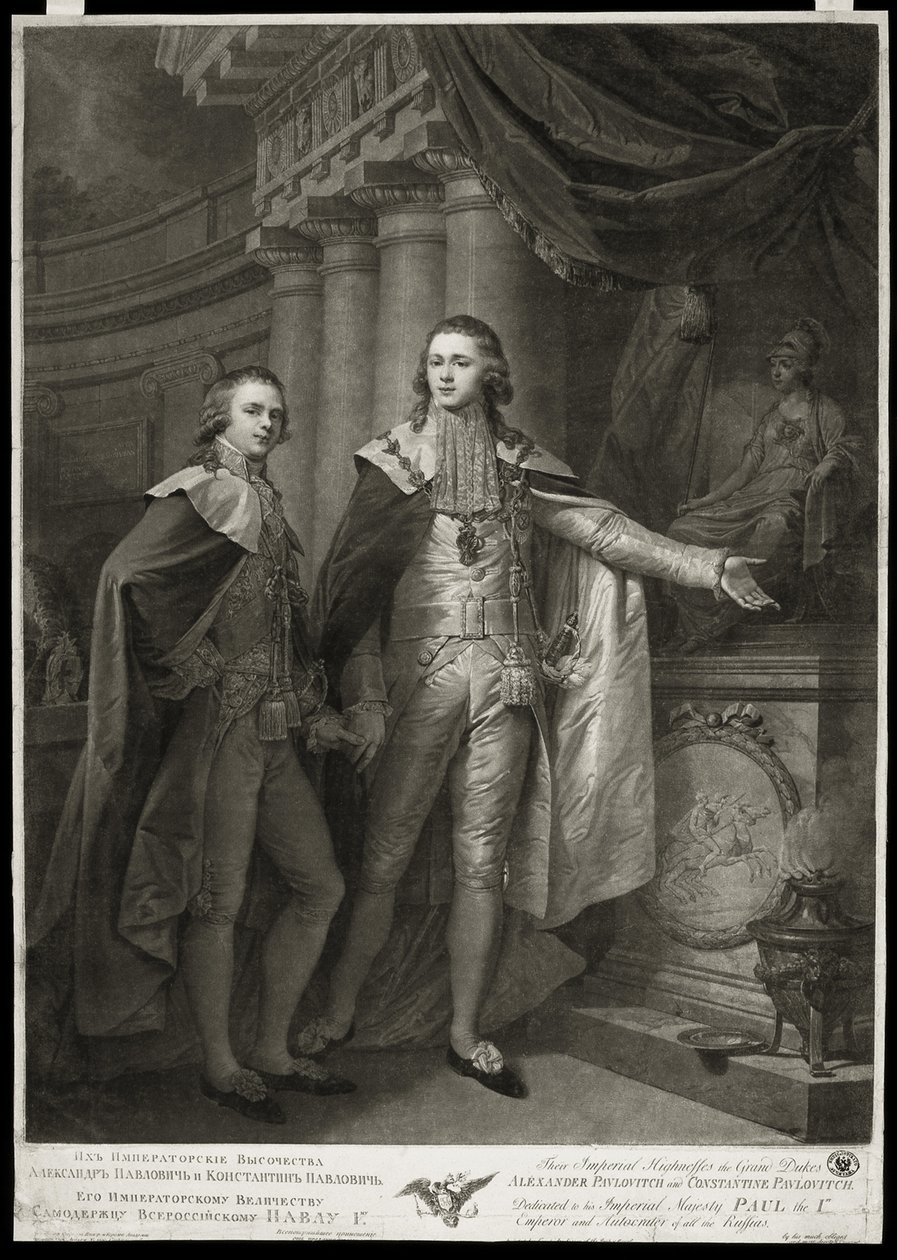 Portret wielkich książąt Aleksandra Pawłowicza i Konstantyna Pawłowicza z Rosji, 1797 autorstwa James Walker