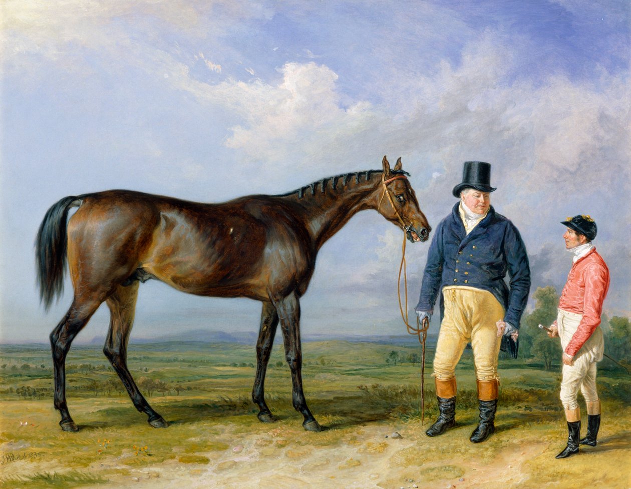 „Rockingham ze swoim właścicielem, Johnem Theobaldem i Jockeyem, Jem Robinsonem”, 1835 autorstwa James Ward