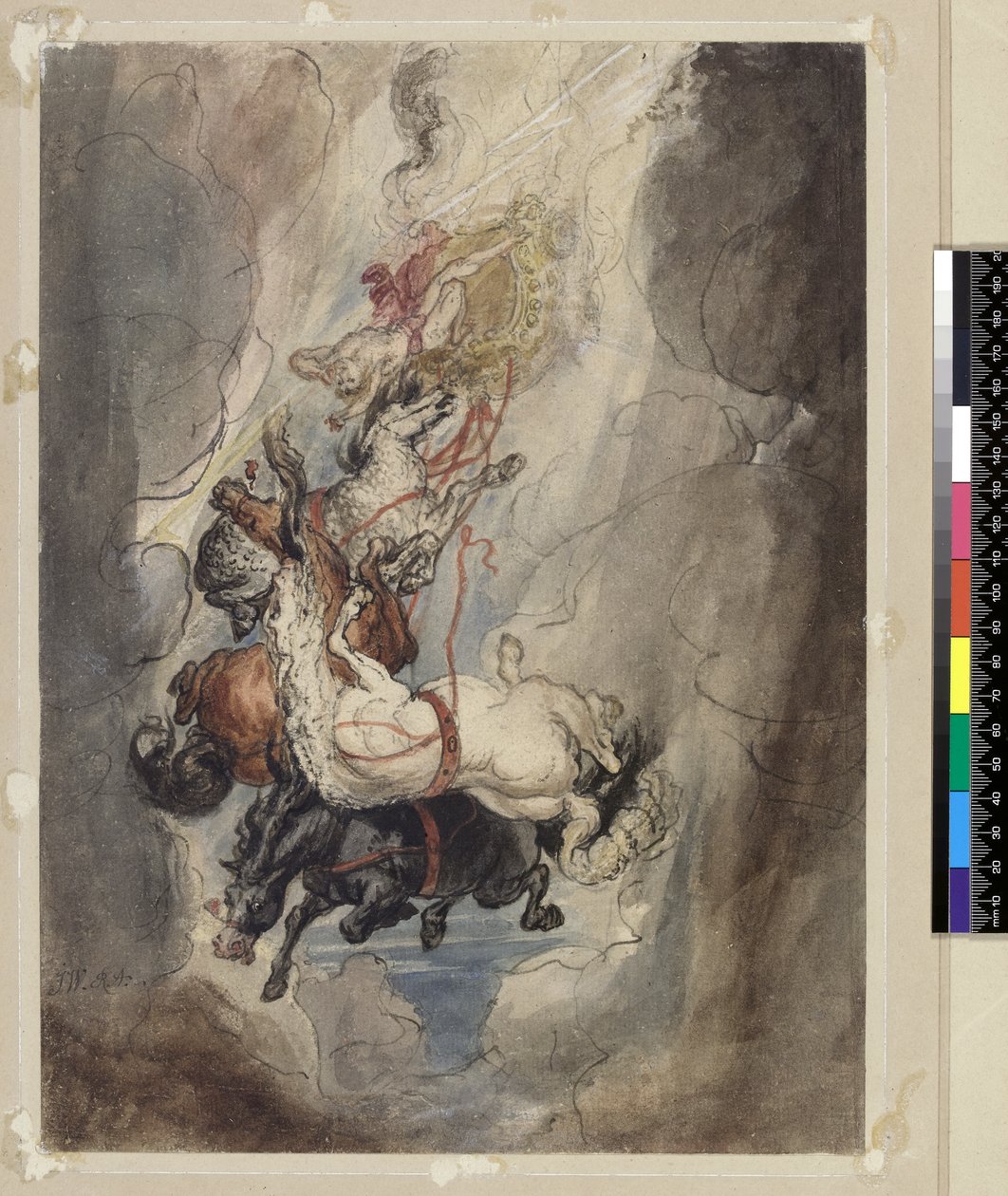 Study for the Fall of Phaethon, ok. 1808 (grafit, długopis, atrament i toaleta) autorstwa James Ward