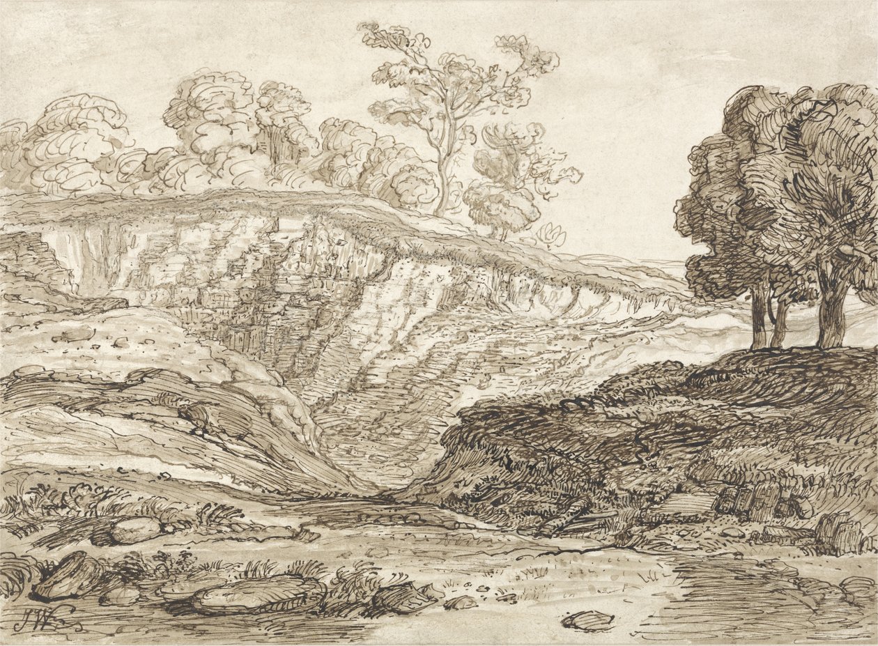 The Quarry (pióro i brązowy tusz z brązowym praniem na papierze) autorstwa James Ward