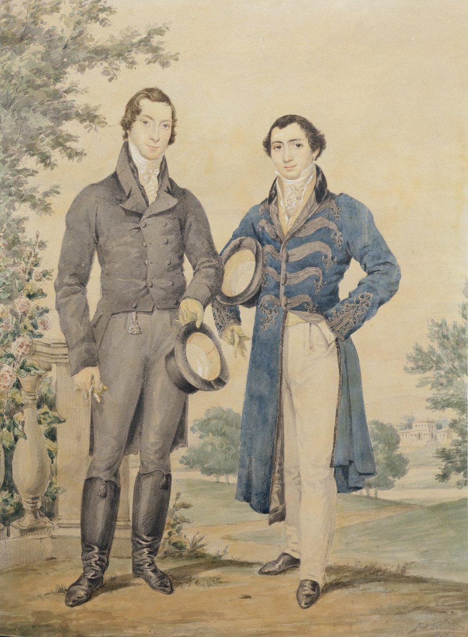 Portret dwóch panów, 1817 (ołówek i wc, podkreślone bielą) autorstwa James Warren Childe