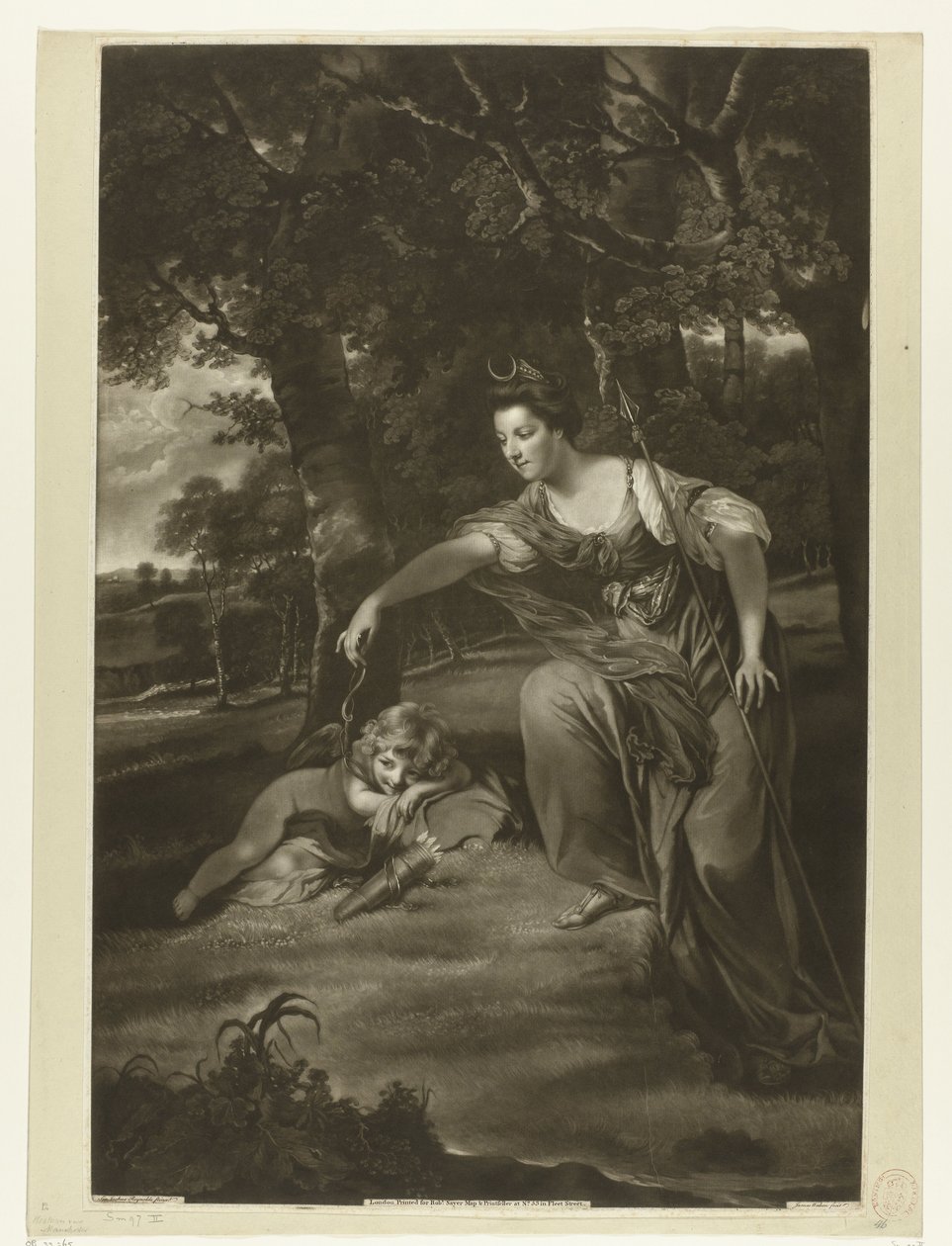Portret Elizabeth Montagu i jej syna Jerzego jako Diana i Kupidyn autorstwa James Watson (prentmaker)