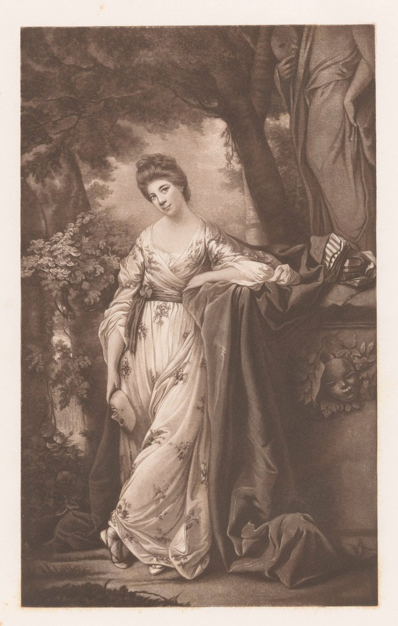 Portret van Frances Abington-Barton als Thalia autorstwa James Watson (prentmaker)
