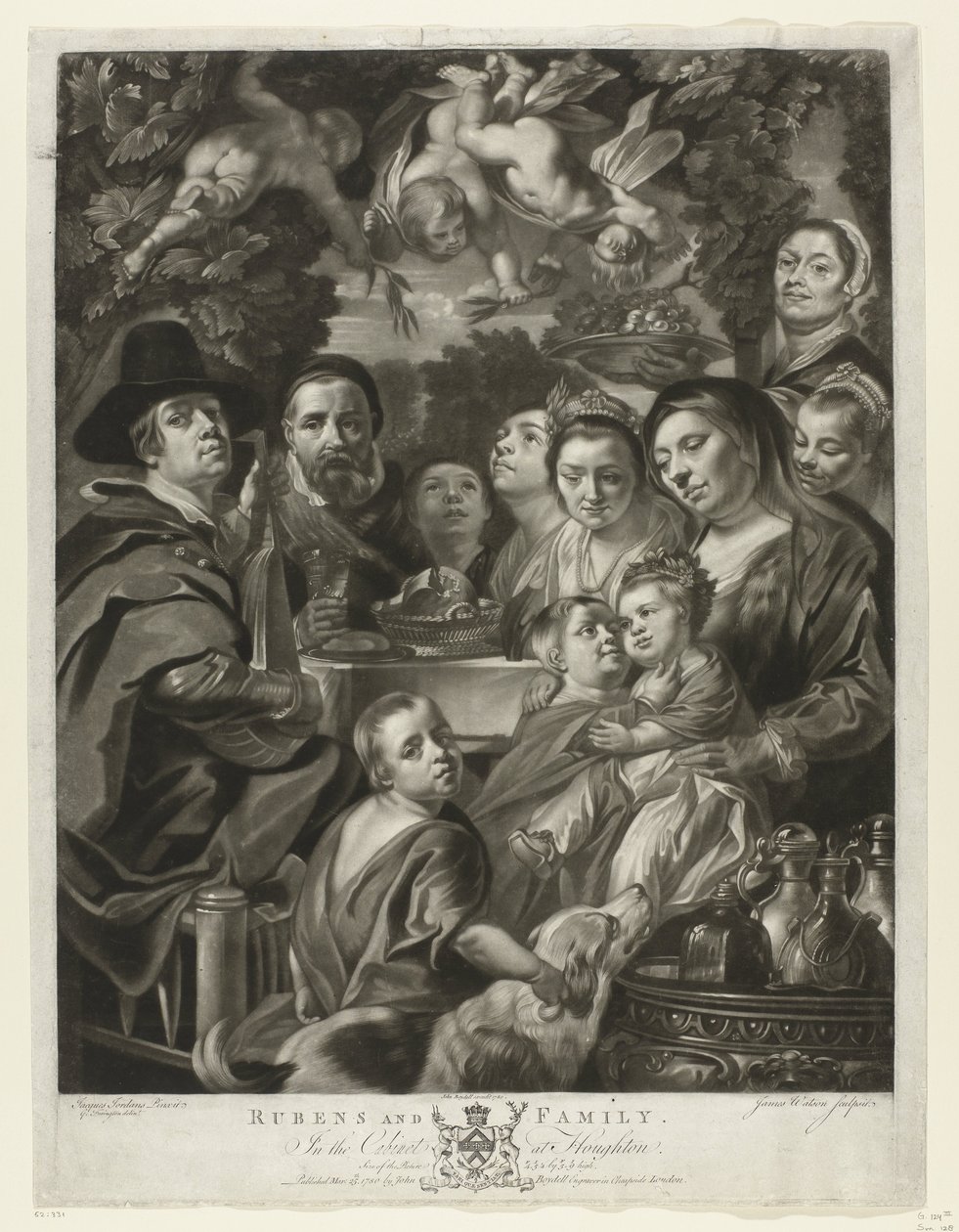 Portret Jacquesa Jordaensa z rodzicami, braćmi i siostrami Rubens i Rodzina (tytuł na obiekcie) Obrazy z Galerii Houghton (tytuł serii) Galeria Houghton (tytuł serii) autorstwa James Watson (prentmaker)
