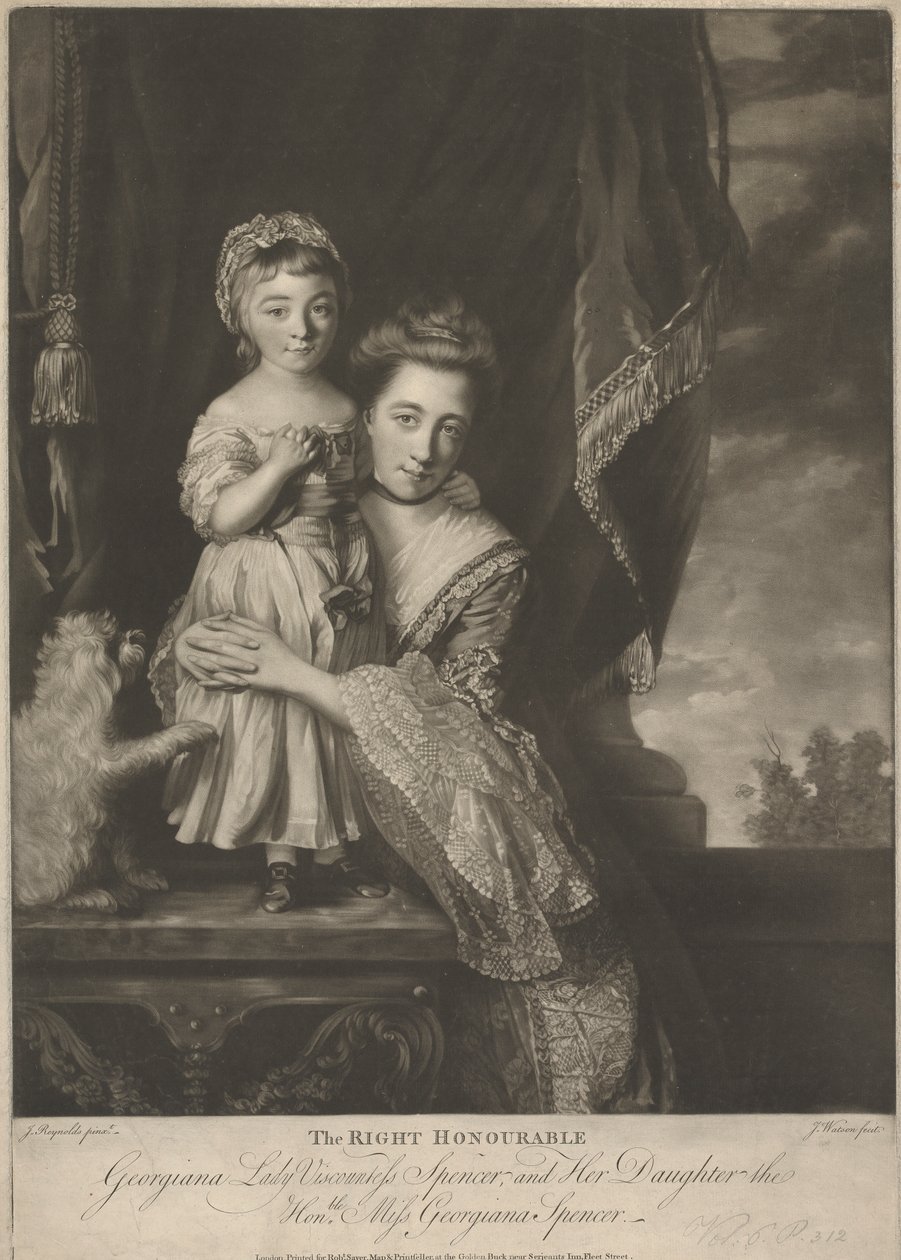 Margaret Georgiana Spencer (z domu Poyntz), hrabina Spencer i jej córka Georgiana Cavendish (z domu Spencer), księżna Devonshire autorstwa James Watson