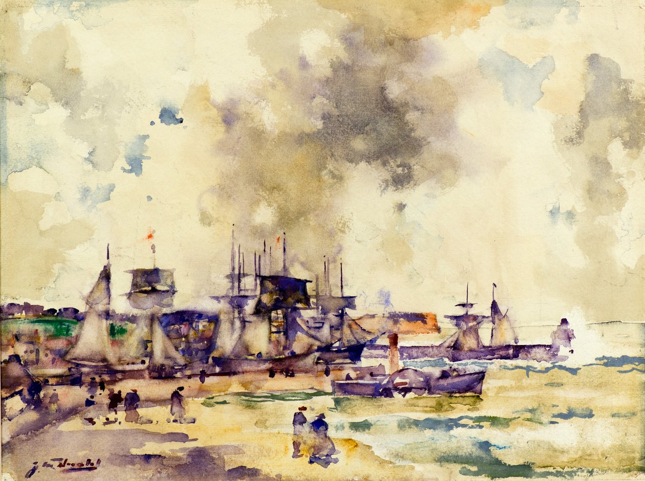 Port Arbroath (akwarela) autorstwa James Watterston Herald