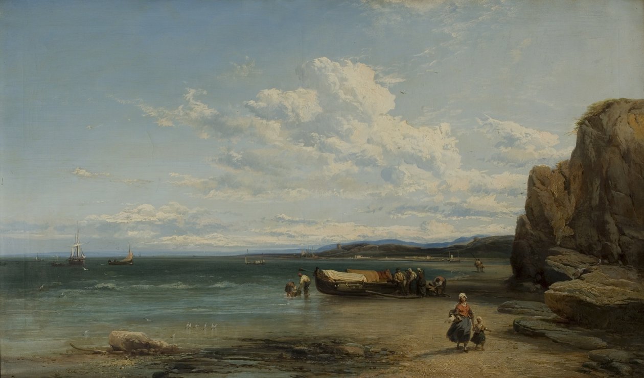 Scena przybrzeżna z łodziami, 1863 autorstwa James Webb