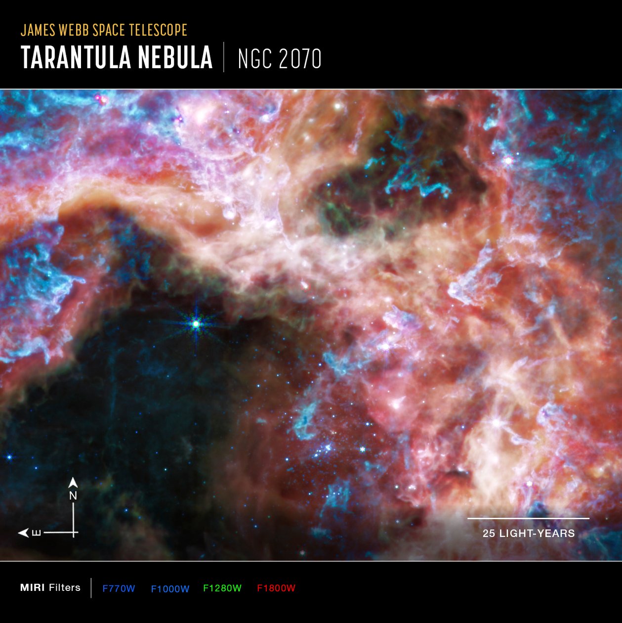 30 Doradoo (poza obrazem kompasu) autorstwa James Webb Space Telescope (NASA)