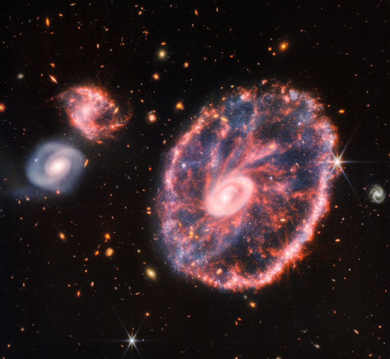 Cartwheel Galaxy (NIRCam i MIRI Composite Image) autorstwa James Webb Space Telescope (NASA)