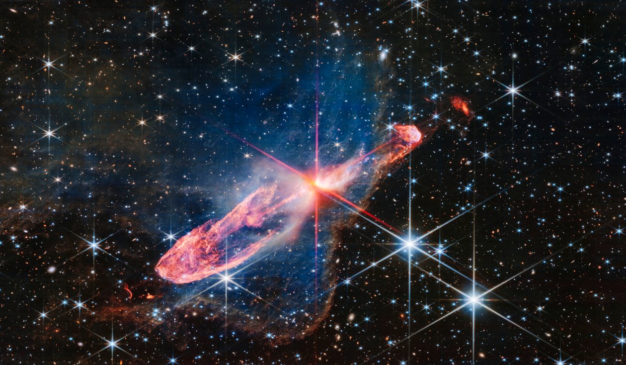 Herbig-Haro 46/47 (obraz z kamery NIRCam) autorstwa James Webb Space Telescope (NASA)