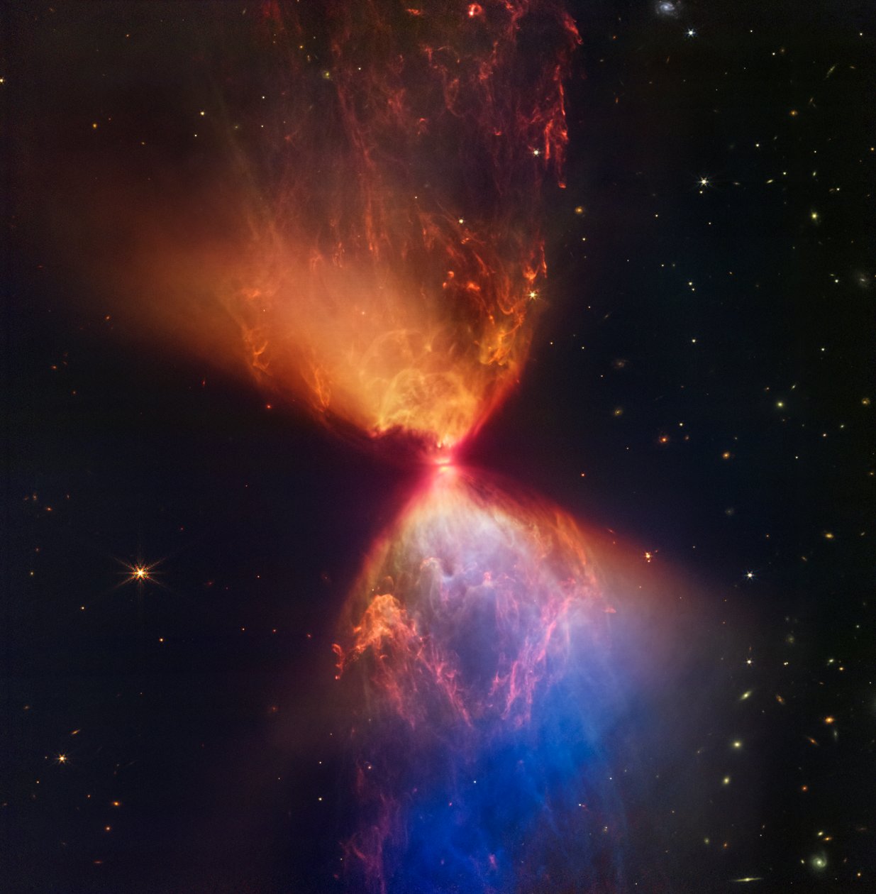 L1527 i Protostar (obraz z kamery NIRCam) autorstwa James Webb Space Telescope (NASA)