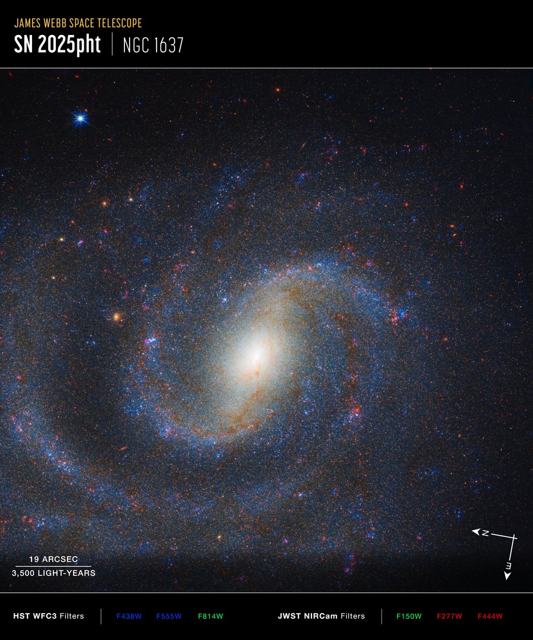 Zdjęcie NGC 1637 wykonane przez teleskop Compass autorstwa James Webb Space Telescope (NASA)