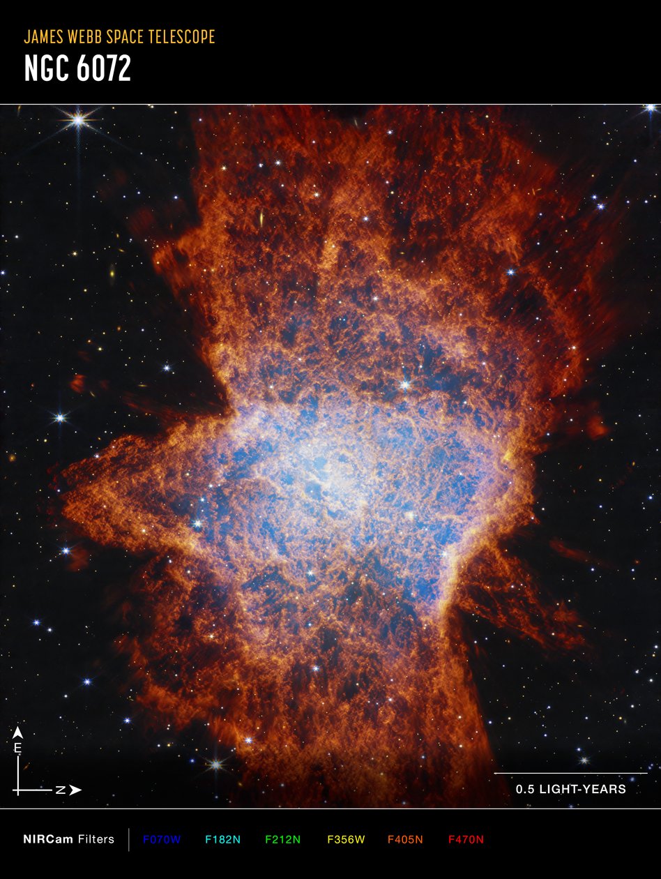NGC 6072 (zdjęcie wykonane kamerą NIRCam Compass) autorstwa James Webb Space Telescope (NASA)