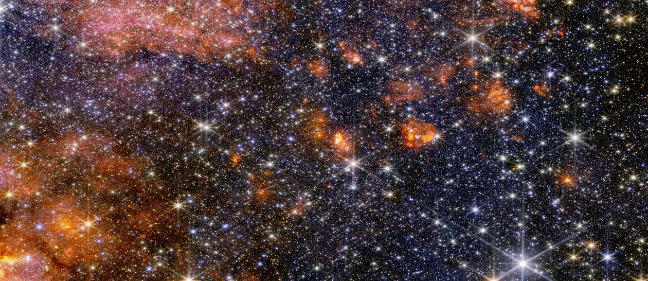 Sagittarius B2 (zdjęcie z kamery NIRCam) autorstwa James Webb Space Telescope (NASA)