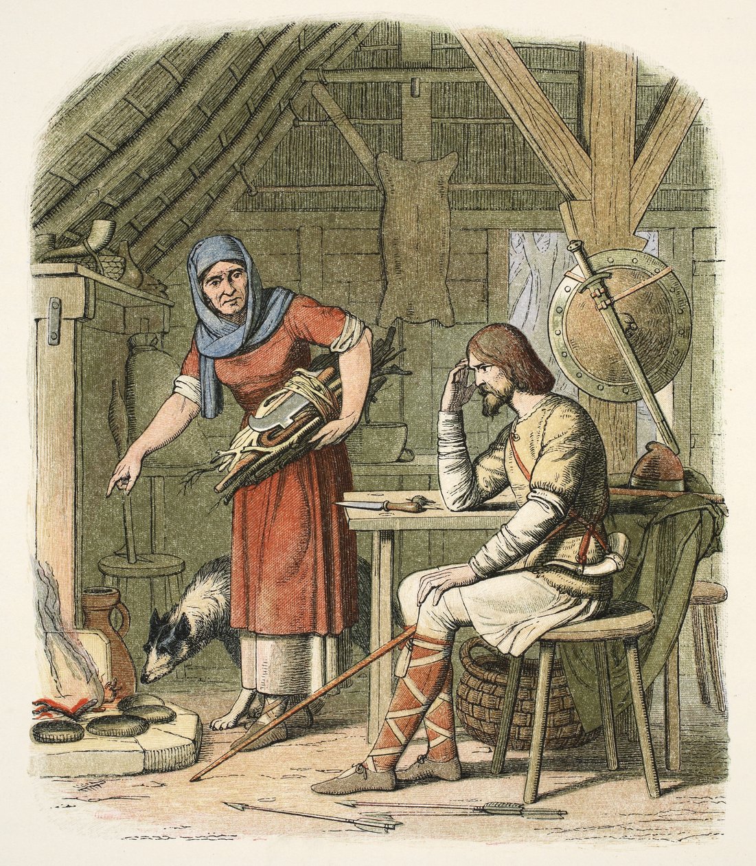 Alfred w domku neatherdów, ok. 878 r., z A Chronicle of England BC 55 do AD 1485, wyd. Londyn autorstwa James William Edmund Doyle