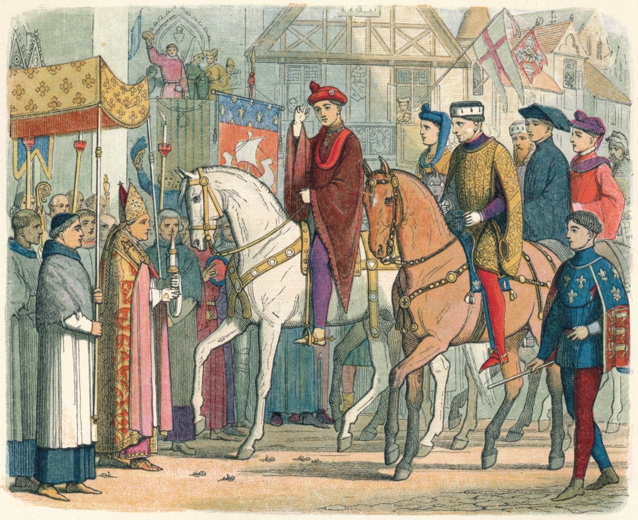 Karol i Henryk powitani przez duchowieństwo, 1420 1864 autorstwa James William Edmund Doyle