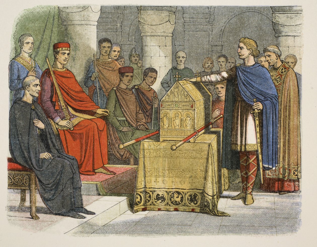 Harold II przysięga wierność księciu Wilhelmowi Normandii autorstwa James William Edmund Doyle