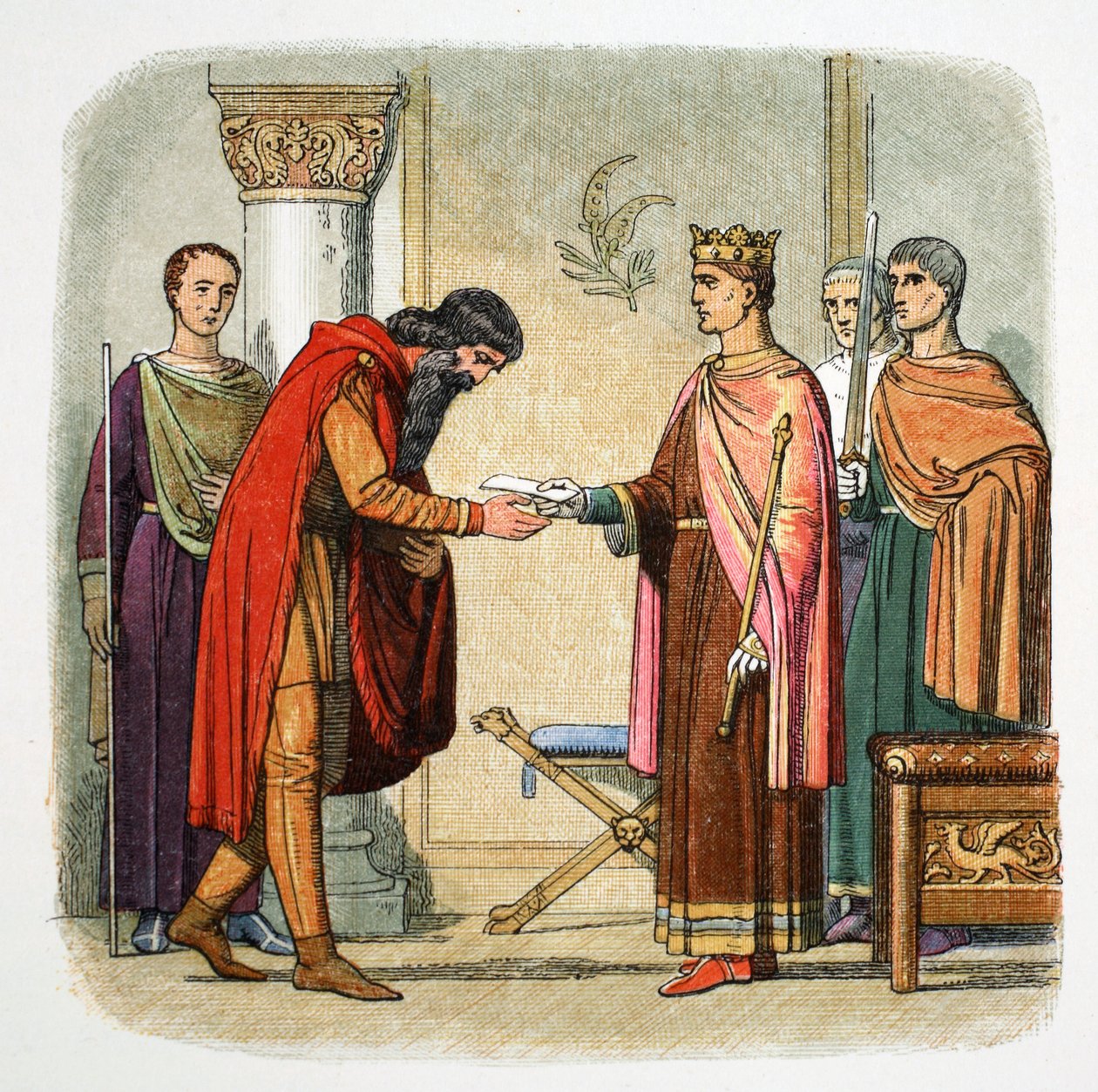 Henryk II z Anglii upoważnia Dermota MacMorrougha do ściągania sił, 1170 1864 autorstwa James William Edmund Doyle