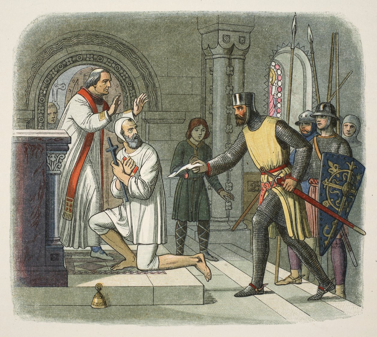 Hubert zabrany z sanktuarium w Boisars, 1232, z A Chronicle of England BC 55 do AD 1485, wyd. Londyn, 1863 r. autorstwa James William Edmund Doyle