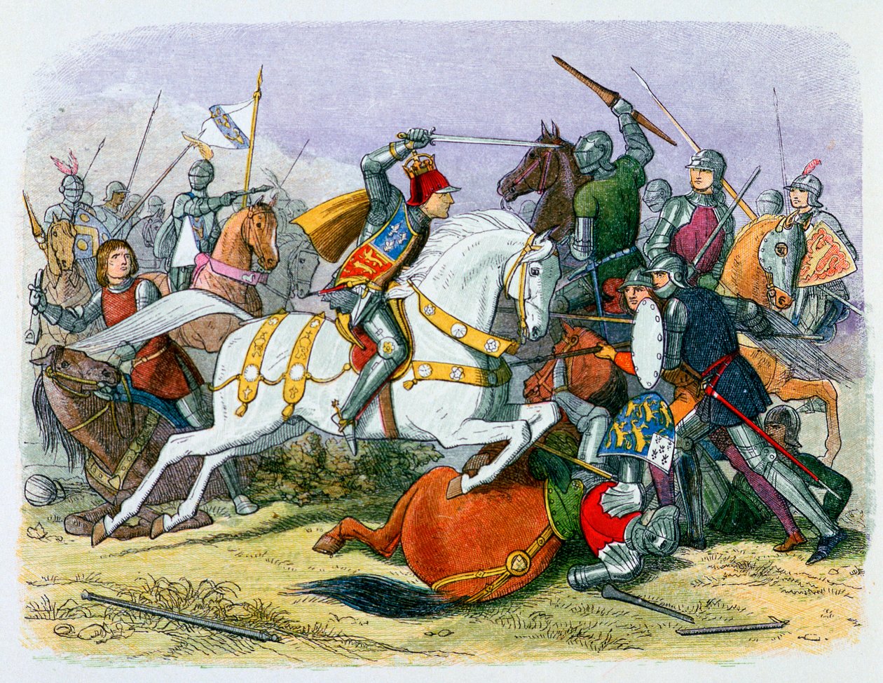 Ilustracja Ryszarda III w bitwie pod Bosworth, XIX w. autorstwa James William Edmund Doyle