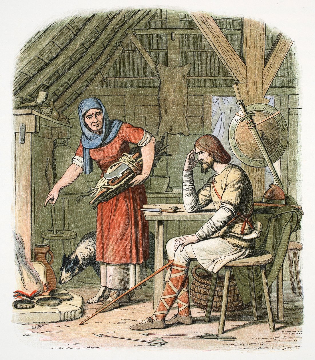 Król Alfred w podmiejskiej chacie ok. 878 1864 r. autorstwa James William Edmund Doyle