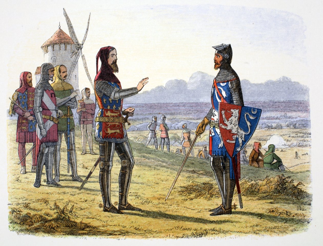 Król Edward III odmawia pomocy swojemu synowi w bitwie pod Crecy, Francja, 1346 1864 autorstwa James William Edmund Doyle
