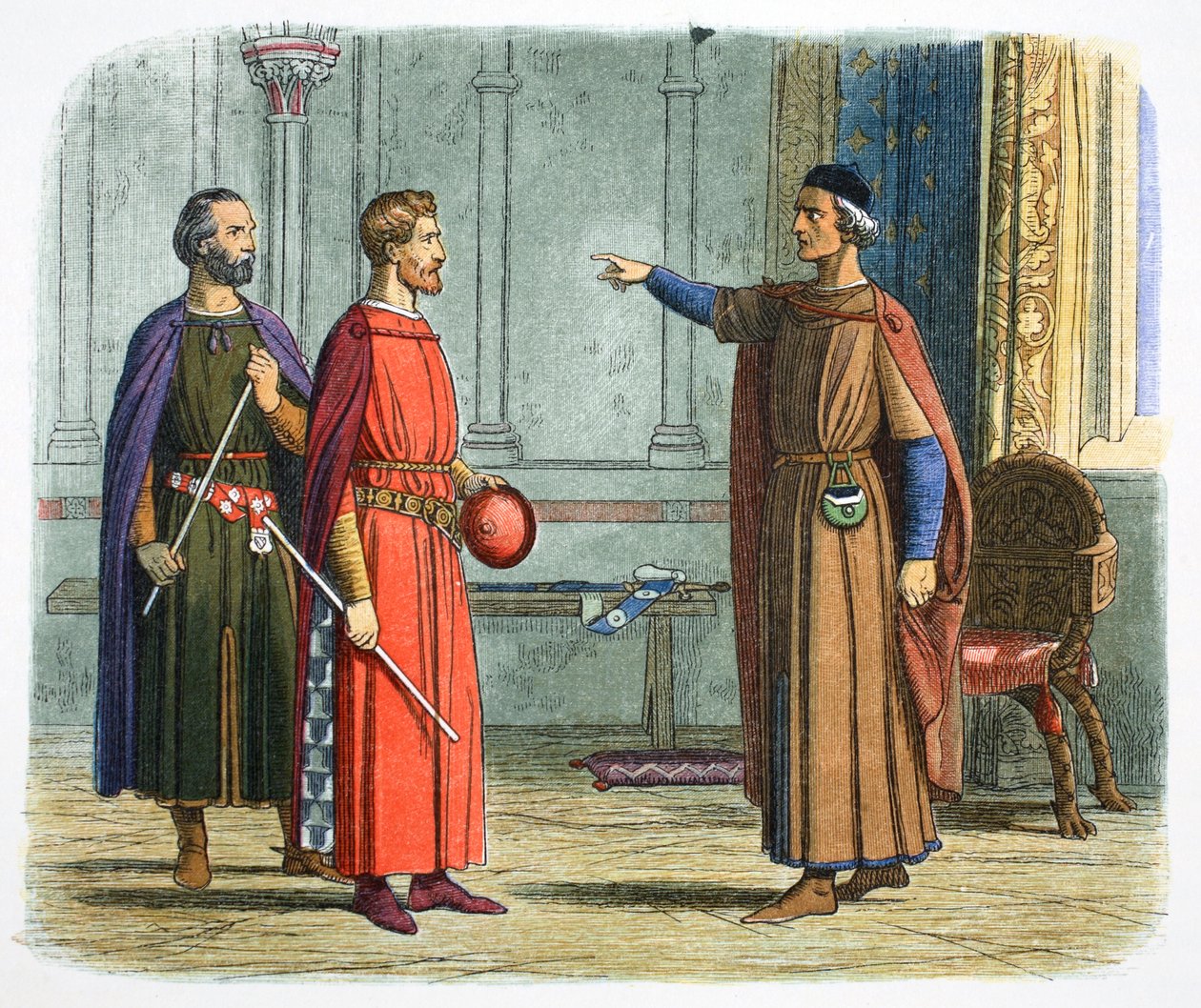 Król Edward I grozi Panu Marszałkowi, 1297 1864. autorstwa James William Edmund Doyle